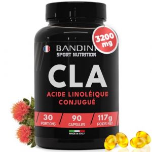 Bandini® CLA Acide Linoléique Conjugué 2400 mg par dose | Augmenter la Masse Musculaire pendant l'Entraînement | Pour les Sportifs et les Athlètes | Source d'Acides Gras Essentiel Oméga 6 (90 gélules) (Bandini Pharma, neuf)