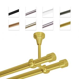 MDEKOR Tringle &agrave; rideaux 200 cm &agrave; 2 voies - Tringle &agrave; rideaux pour montage au plafond - Laiton dor&eacute; en m&eacute;tal - Diam&egrave;tre : 19 mm (trendyhome, neuf)