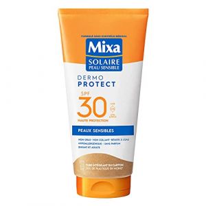 Mixa Solaire Peau Sensible - Lait Solaire Haute Protection SPF30 UVA, UVA longs, UVB - Enfants Adultes - R&eacute;sistant &agrave; l'Eau - Hypoallerg&eacute;nique, Sans Parfum - 175ml (OCTOPUS SERVICES, neuf)