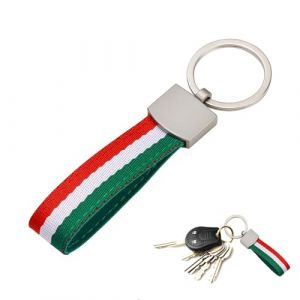 Porte-Cl&eacute;s Drapeau de L'italie, Porte-Cl&eacute;s L'italie avec Drapeau Italien en Toile et Anneau en M&eacute;tal, Pas Facile &Agrave; Casser, &Agrave; la Mode, Antirouille, Ne se D&eacute;colore Pas Voiture pour Hommes (QiShiQuan, neuf)