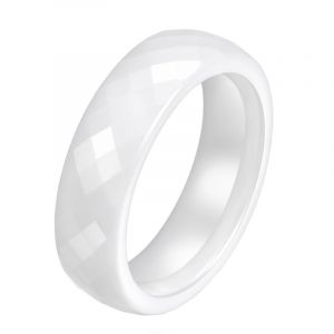 Joievievie 6MM Bague en C&eacute;ramique &agrave; Facettes Anneau Blanc Couple Bijoux Homme Femme Alliance Fian&ccedil;ailles Mariage Taille 67 (Joielavie, neuf)