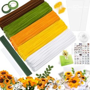 CYJJYZ 450 Pcs Fil Chenille, Bricolage Pipe Cleaners Set, Cure Pipe Chenille, Fils Chenilles Loisirs Creatifs, avec Tige Fleur, Papier Cadeau, Floratape, etc, pour Bricolage Bouquets de Tournesol (STORE DI MARTINO LUIGI S.R.L., neuf)