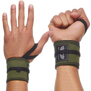 WARM BODY COLD MIND Bande Poignet Musculation - Protege Poignet de Force pour Halt&eacute;rophilie Gymnastique Bodybuilding, Accessoires pour Fitness Sport Gym Powerlifting, Homme Femme (Kaki avec Lacet) (WARM BODY COLD MIND LTD, neuf)