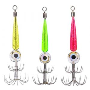 3PCS Leurre Calamar De P&ecirc;che Turlutte Leurres Lumineuse - Lumineuse Turlutte Leurre LED &Eacute;lectronique pour P&ecirc;che en Eau Sal&eacute;e, Leurres De P&ecirc;che&Agrave; Double Hame&ccedil;on pour Eau Douce Et EauSal&eacute;e (SYlingtian, neuf)