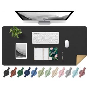 BLESWIN Tapis de Bureau en Cuir, Tapis de Souris Large et Antid&eacute;rapant, Tapis Protecteur de Bureau Imperm&eacute;able, Tapis de Bureau pour L'&eacute;criture, Tapis Buvard de Bureau D&eacute;coratif (Noir, 90x43CM) (YoursTrust-EU, neuf)