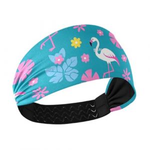 aidingzhi Élégant bandeau élastique antidérapant pour femme avec flamant rose et fleur de pêche pour le sport athlétique, la course à pied, le basket-ball, le yoga (YaoPengL, neuf)