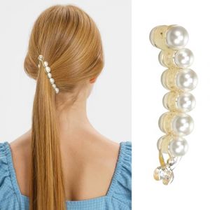 TOYANDONA Pince &agrave; Cheveux Grosse Taille en Acrylique Perles D&eacute;coratives Peigne &agrave; Perles pour Queue de Cheval Fixation Antid&eacute;rapante pour Cheveux Fins et &Eacute;pais Accessoire Coiffure &Eacute;l&eacute;gant (Y HEART, neuf)
