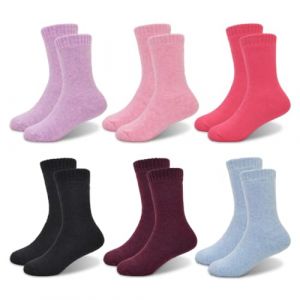 GENTABY Chaussettes thermiques pour filles garçons enfants chaussettes chaudes d'hiver pour tout-petit Cosy Rose Violet Noir Chaussettes idéales pour les activités d'hiver Bottes Chaussettes 6 paires (GENTAB, neuf)