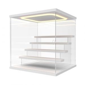 Nynelly Vitrine pour Collection avec &Eacute;clairage LED, 5 Niveaux Vitrine Acrylique Rangement avec Porte et Marches, Anti-Poussi&egrave;re Transparente Plexiglas Boite Presentoir pour Funko Pop, Figurine, Blanc (Nynel, neuf)