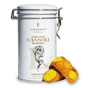 Cannoli-Siciliens | fourrés à la crème de Limoncello | emballés individuellement dans une boîte cadeau | biscuits italo-siciliens originaux | délicieux avec du café ou du thé | 200g (IKTrading, neuf)