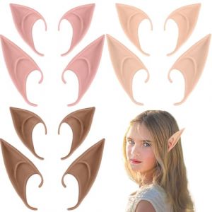 6 Paires Oreille Elfe Femme, Elf Ears, Latex Fée Oreilles en Latex pour Cosplay Oreilles d'Elfe Halloween Noël Toute Soirée à Thème, 2 Tailles (Clair, Rose, Foncé) (ALPHASS LOGISTICS LTD, neuf)