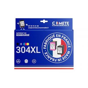 COMETE, Marque française - 304XL - Lot de 2 Cartouches d'encre Compatibles avec HP 304 XL - pour Cartouche HP 304 - Fabrication Française (1 Noire + 1 Couleurs) (comete consommable, neuf)