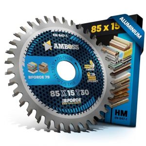 AMBOSS lame scie circulaire 85x15mm (aluminium) - lame de scie 85 avec 30 dents - lame scie circulaire Ø 85mm - compatible Bosch: GKS 12V-26. Bosch GKS 10.8. Makita HS 300 301. Worx Versacut 420. (Sawblade King, neuf)