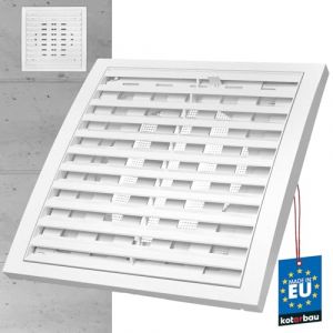 KOTARBAU® Grille d'aération ronde - 200 x 200 mm - Diamètre : 125 mm - Fermeture - En plastique - Avec moustiquaire - Rectangulaire - Blanc - Grille à lamelles - Ventilation (KOTARBAU, neuf)