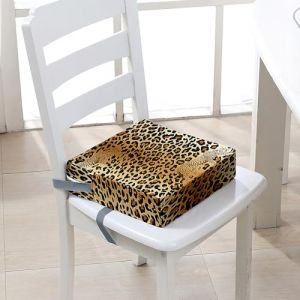 FANSU Enfant R&eacute;hausseur Coussin de Si&egrave;ge Chaise Haute, Imprim&eacute; l&eacute;opard Eponge Confortable Coussins pour Repas Voyage de B&eacute;b&eacute;, avec Boucle de S&eacute;curit&eacute; (32x32x8cm,jaune) (JINBO, neuf)