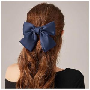 Xduargs Pince &Agrave; Cheveux Vintage Grand Noeud En Satin Barrettes Pince &Agrave; Cheveux En Soie Barrette Grand Noeud Papillon Pince &Agrave; Noeud Papillon En Satin Accessoire De T&ecirc;te Pour Femme Coiffure(bleu) (Xduargs, neuf)