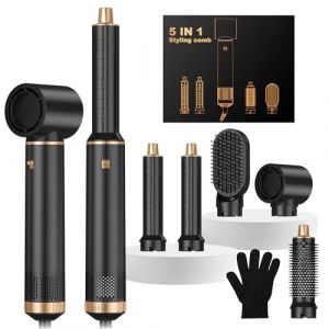 Airbrush 5 en 1 Air Brush 5 en 1 Seche Cheveux 5 en 1 avec Seche Cheveux Boucleur, Airbrush Cheveux, Air Brush, Brosse Lissante, Air Styler 5 en 1 Pour Sécher, Boucler, Lisser (YITUYI, neuf)