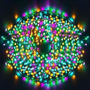 Ulinek Guirlande Lumineuse LED 100m 1000LEDs Extérieur Multicolore, Eclairage Lumineux Noël Décoration 8 Modes IP44 Extérieur/Intérieur Pour Noël Sapin Jardin Arbre Mariage (Rose Jaune Vert Bleu) (Ulinek, neuf)