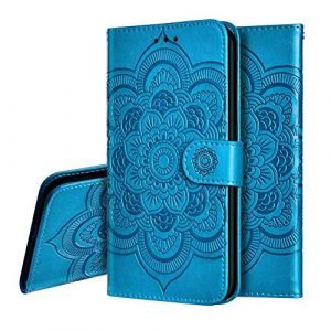 IMEIKONST Zenfone Max Pro (M1) ZB601KL &Eacute;tui Embossed Cuir Premium Flip Porte-Cartes de Cr&eacute;dit Portefeuille Magn&eacute;tique Stand Housse Coque pour ASUS Zenfone Max Pro (M1) ZB601KL Mandala Blue LD (IMEIKONST, neuf)