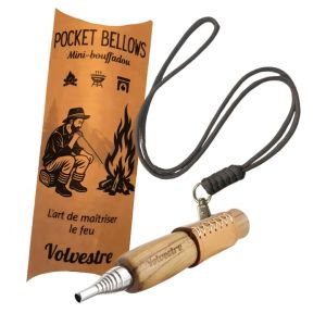 VOLVESTRE - Bouffadou de Poche t&eacute;lescopique avec poign&eacute;e en Bois &ndash; Soufflet en Acier Inoxydable pour attiser Le feu en Camping, chemin&eacute;e et po&ecirc;le &agrave; Bois &ndash; Compact, s&eacute;curis&eacute; et Pratique (Sank&co, neuf)