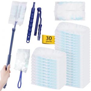 30 Pi&egrave;ces Plumeau Poussiere Recharge Kit avec 1 Poign&eacute;e et 1 Telescopique, Recharges Plumeau Duster, Plumeau Aimant &agrave; Poussi&egrave;re pour Nettoyer la Poussi&egrave;re, la Salet&eacute;, Les Poils, Plumeau Poussiere (CATELUTA BELL SHOP, neuf)