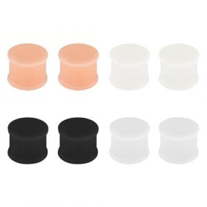 Lot de 4 Paires de Tunnels en Silicone Rigide, Écarteur d Oreilles en Silicone Écarteur Tunnel Plugs d'Étirement des Oreillettes Ecarteur d’Oreille Tunnel 3-25mm Bijoux Unisex (Couleurs Variées, 6mm) (YUDA-, neuf)