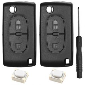 Oque Cl&eacute; CE0536 Compatible pour Peugeot Partner 107 207 307 407 208, Citroen C2 C3 C4 C5 Berlingo Picasso, Boitier Cl&eacute; Peugeot Partner, T&eacute;L&eacute;Commande Citroen - 2 Boutons Comprend des outils accessoires (ROBFLOR MARKET CARS, neuf)