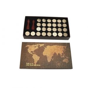 OEBUAFI 26 Pi&egrave;ces T&ecirc;tes de Tampon Alphabet T&ecirc;te D'estampage R&eacute;tro, Poign&eacute;es en Bois Sceaux de Lettres en Cuivre pour Artisanat Enveloppe Cartes de V&oelig;ux, Kit de Sceau de Cire Europ&eacute;en (Yarting, neuf)