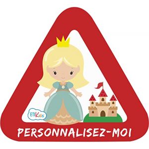 Bebe à bord, Personalissable, autocollant pour la voiture. Autocollants customisables, en vinyle garçon ou fille à bord également pour motos. 15 x 13'7 cm Ref.19. Princesse (Haberdashery Online, neuf)