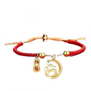 bellv Bracelet Année du Dragon, Bracelets en corde rouge en alliage, Bracelet chinois, Bracelet Nouvel An , Bracelet zodiaque oriental avec pendentif pour cadeaux pour hommes et (kaitmain, neuf)