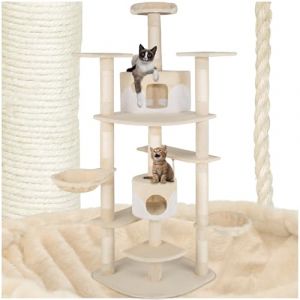 TecTake® Arbre à Chat XXL Griffoir pour Chat en sisal H204 cm, Maison Niche Jeux Chats Appartement Accessoire Chats avec Grattoir Couchage Hamac Panier (Made4Home SAS, neuf)