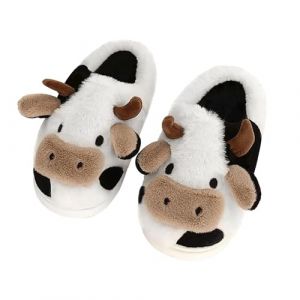 Hoomall Pantoufle de Vache Peluche Adulte Automne Hiver Femme Homme Confortable Respirant Antidérapante Léger Cow Slippers Chaussons de Vache Open Toe Slides Maison(Pantoufle de Vache,42/43 EU) (Xingye 2023, neuf)