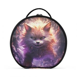 Renard En Colère Feu Violet Créativité Trousse Sac Cosmétique Circulaire de Maquillage Pochette Sacs avec Cloisons Amovibles pour Voyage Filles (HULAHULA, neuf)