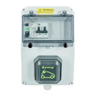 Coffret de recharge équipé d'une prise renforcée green'up et protection surcharge/court-circuit/défaut de terre (Volteo, neuf)
