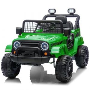 LALAHO Voiture Véhicule électrique Enfant 12V avec télécommande à 2,4 GHz,V. Max. 2,8 Km/h télécommande Effets sonores (Vert) (Sarefun, neuf)