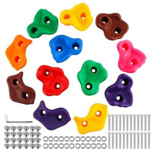 Yanghad Prises Escalade Enfant, 12 Pi&egrave;ces Pierres &agrave; Grimper Enfants Outdoor, Prises d'escalade, pour Tour de Jeu et Mur d'escalade, avec Vis de Fixation (DENBO, neuf)