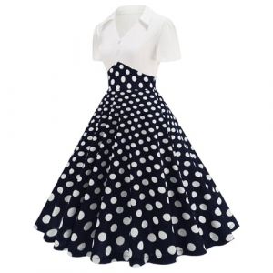 Robe Vintage Années 50 Femme Retro Rockabilly Pin Up Chic Et Elegante Robes Au Genou Dos Nu Année 50s Swing Décontractée Dress De Retour Soirée Mariage Cérémonie Audrey Hepburn (qiaoxiahe, neuf)