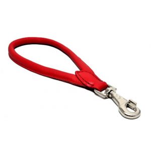 Rouge fabriqu&eacute;e &agrave; la main en cuir v&eacute;ritable roul&eacute; Chien Chiot Laisse courte &agrave; la main boucle de support (The Pet Shop Malwera, neuf)