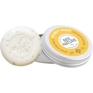 Bee Nature - 2 en 1 Savon Exfoliant avec Porte-Savon en Aluminium - Miel Bio - Poils Incarn&eacute;s, Psoriasis - Naturel aux Graines de Pavot - YUKA 100/100-100g (DYPCARE, neuf)