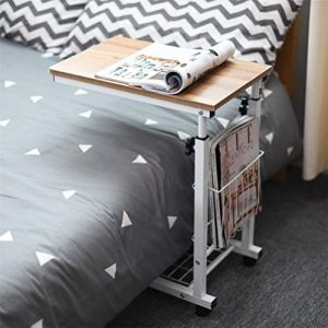 sogesfurniture Table d'appoint Bout de canap&eacute; Hauteur R&eacute;glable, Moderne Table Basse Table Roulant d'ordinateur Portable pour Canap&eacute; Lit, 48x30x56-76cm, Ch&ecirc;ne BHEU-C6-OK (SogesGame EU, neuf)