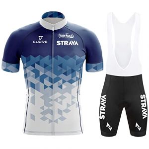 Vêtements Cyclisme Pro Homme Tenue Cycliste Manche Courte, Été Jerseys VTT et Cuissard à Bretelle avec 3D Coussin Gel, Cycling Route Respirant Séchage Rapide (17,XL) (FFFF & OLFEH, neuf)