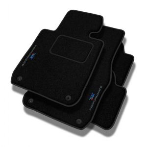 PERFORMANCE Tapis de sol personnalisés en velours tapis voiture destiné à SEAT Ibiza V depuis 2017 - Standard, Perforé, bleu, cyan et rouge -Broderie CNC précise, passepoil perforé design, Tapis de so (MOTOS EU, neuf)