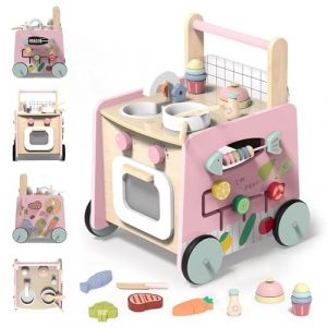 VITONIS Trotteur Bébé en Bois, Chariot de Marche Bebe en Bois, Jouet en Bois Centre d'activité pour Enfant, Baby Walker, Cadeau pour Garçons et Filles (SKANLE SHOP, neuf)