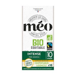 Caf&eacute;s M&eacute;o Capsule Bio &Eacute;quitable Intense - Pack de 100 Capsules (10x10) - Compatible avec Nespresso (CAFES MEO, neuf)