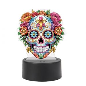 JISHSHAY Tete de Mort Diamond Painting Lampe LED Diamant Painting Lampe Chevet Peinture Diamant Veilleuse Bricolage Adulte Lumière Broderie LED Puzzle Veilleuse de Nuit Point de Croix Night Light (PUTIBUTUI-EU, neuf)