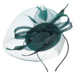 POPETPOP Chapeau Bibi en Maille pour Femme : Bibi de Mariage, Coiffe de Th&eacute;, Accessoire de Coiffure de Mari&eacute;e, Coiffure de Banquet, Vert (Riser Treasure, neuf)