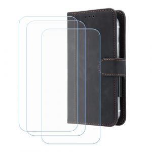 BMPNLSZ PU Cuir Etui pour Logicom Sense + [3 pièces] Verre trempé, HD Anti Rayures Film Protection écran - Fermeture Pliant Coque Cover Housse de Protection pour (6,5") - Noir-XHDFG (lmlq, neuf)