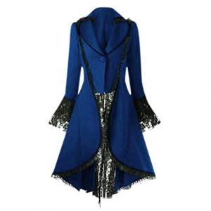 Veste M&eacute;di&eacute;val Femme Dentelle, Manteau Vintage Manches &eacute;vas&eacute;-Costume Halloween Queue De Pie pour Femmes Cour Renaissance Victorienne Retro Steampunk Gothique Cosplay Carnaval Manteaux (LOSSLO(Livraison 5-14 jours), neuf)