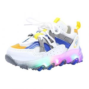 Basket Lumineuse Enfant Garcon Fille Chausson Léger Respirant Basket Running Chaussures De Sport Led Mesh Sneakers Enfant Antiderapantes Chaussures De Skateboard Outdoor Gymnastique (Denlv, neuf)