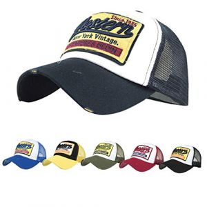 CheChery Casquette de Baseball Mesh Vintage Chapeau de Golf Plage Coton Réglable Casquette Anti-UV Protection Solaire Cap Hip-hop Mode Casquette (Marine-1) (LYworld, neuf)